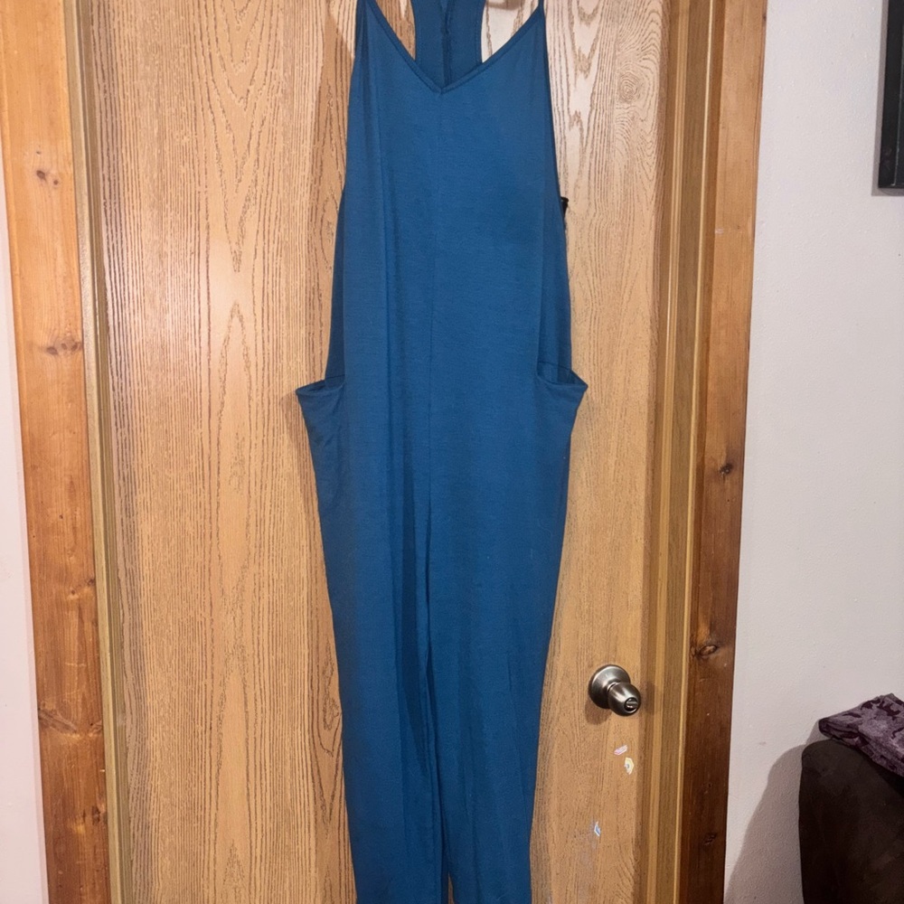 Blue Sleeveless Jumpsuit with Relaxed Fit